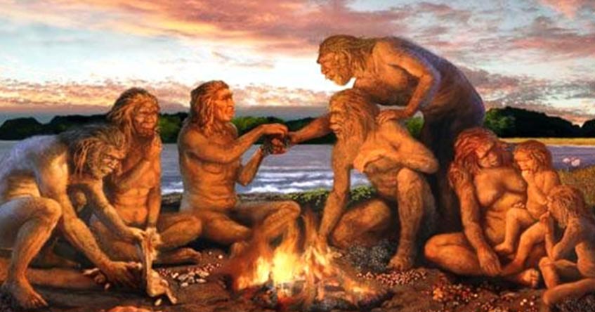Hommes préhistoriques autour d'un feu !<>